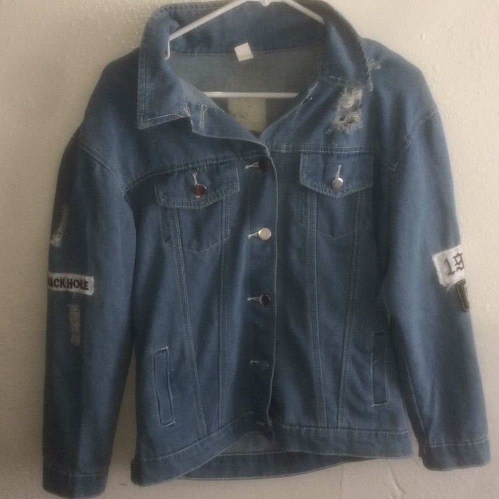 Trendy ripped jean jacket
